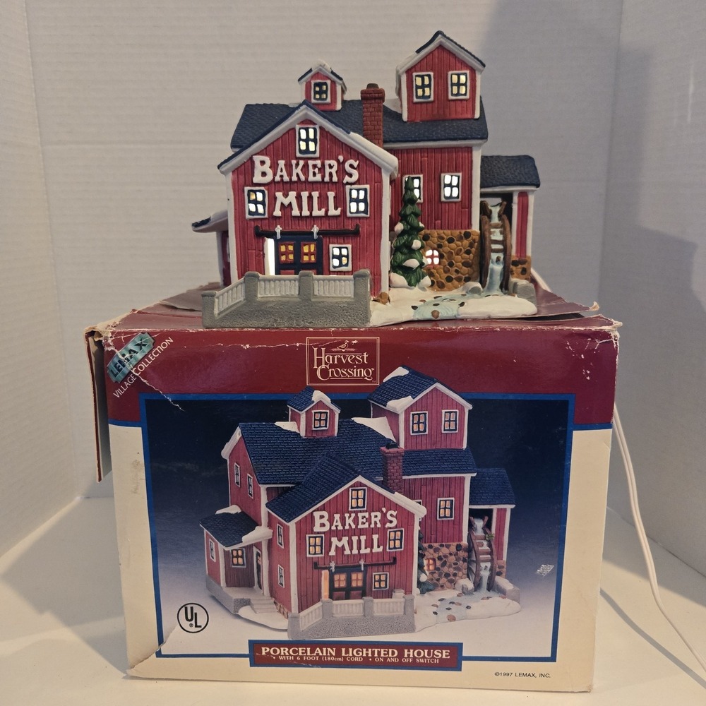 Lemax 1997 Baker's Mill Harvest Crossing 75240 Water‎ Wheel Rare W Orig. Box